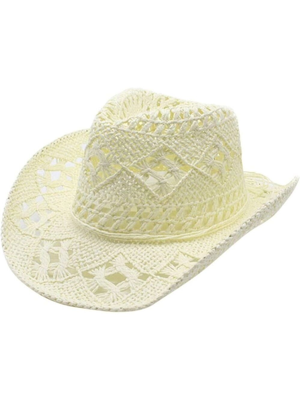 Cream Beige Cowboy Straw Hat One Size Fits Most